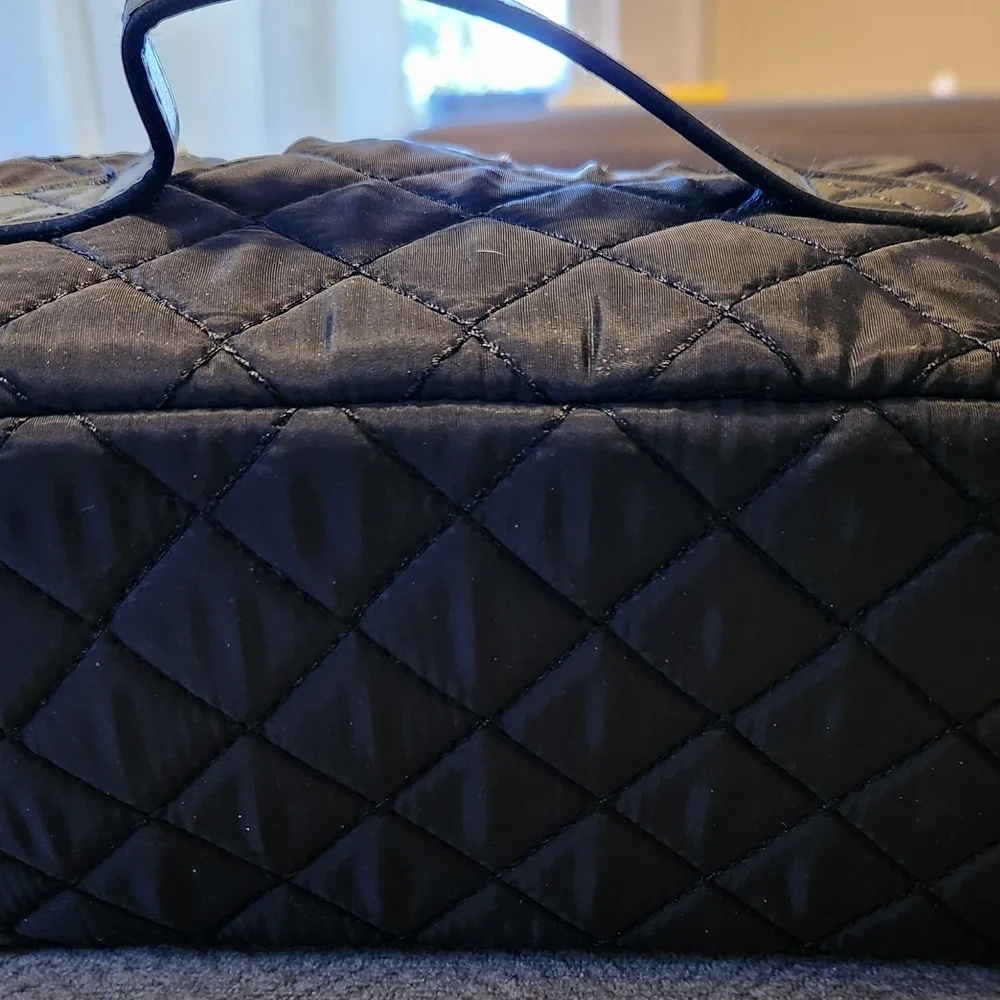 Bebe Black Quilted Women's Cosmetic Bag